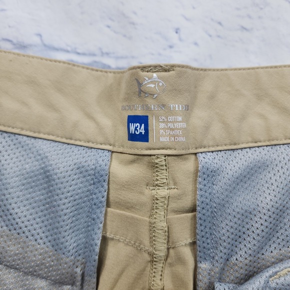 Southern Tide MENS SIZE 34 Beige Brrr Shorts Performance Stretch 8.5" Inseam - Picture 9 of 10